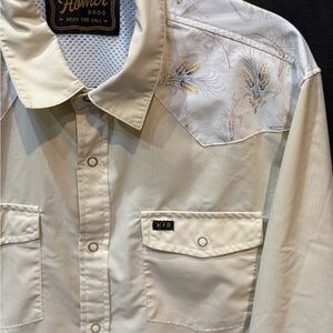 Howler Brothers Cream Shirt with Floral Design